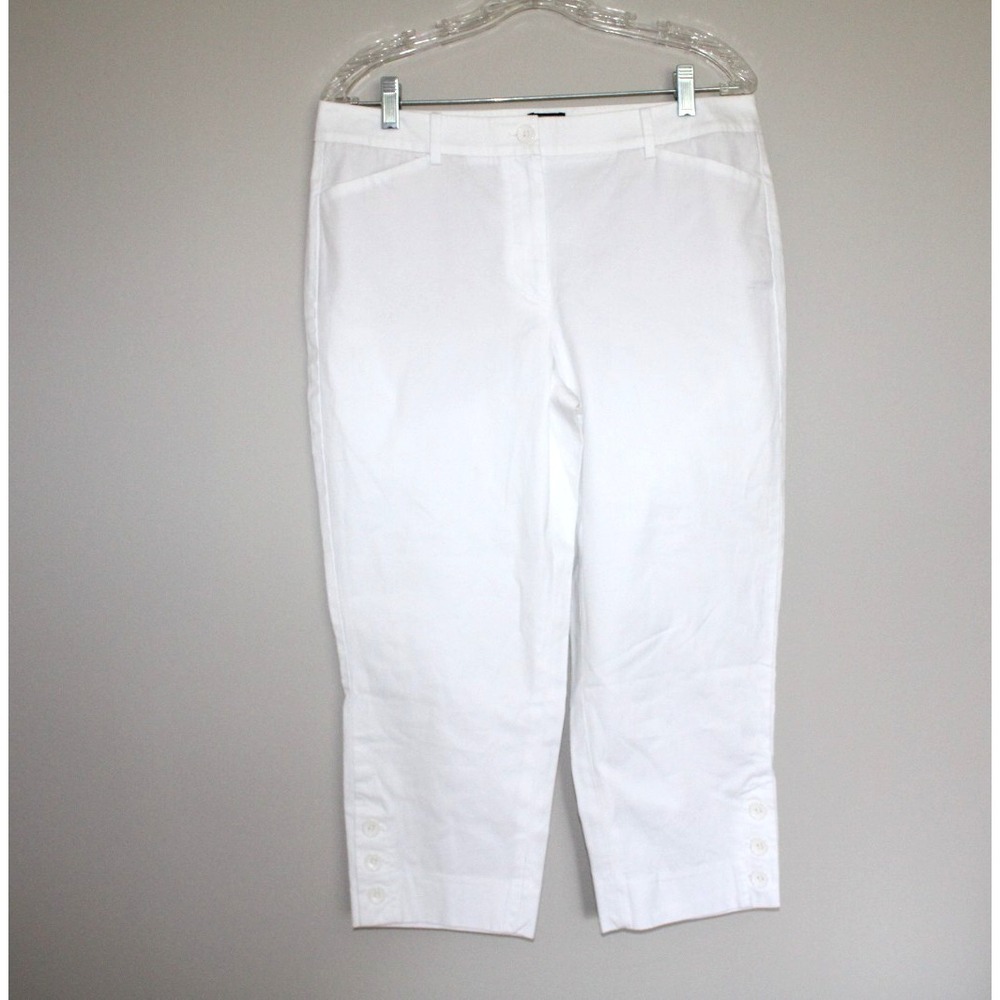 Talbots Women's White The Perfect Skimmer Cropped Mid Rise Chino Pants Slacks 10